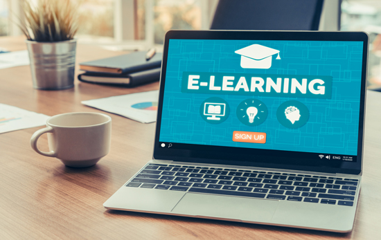 E-learning laptop on a desk